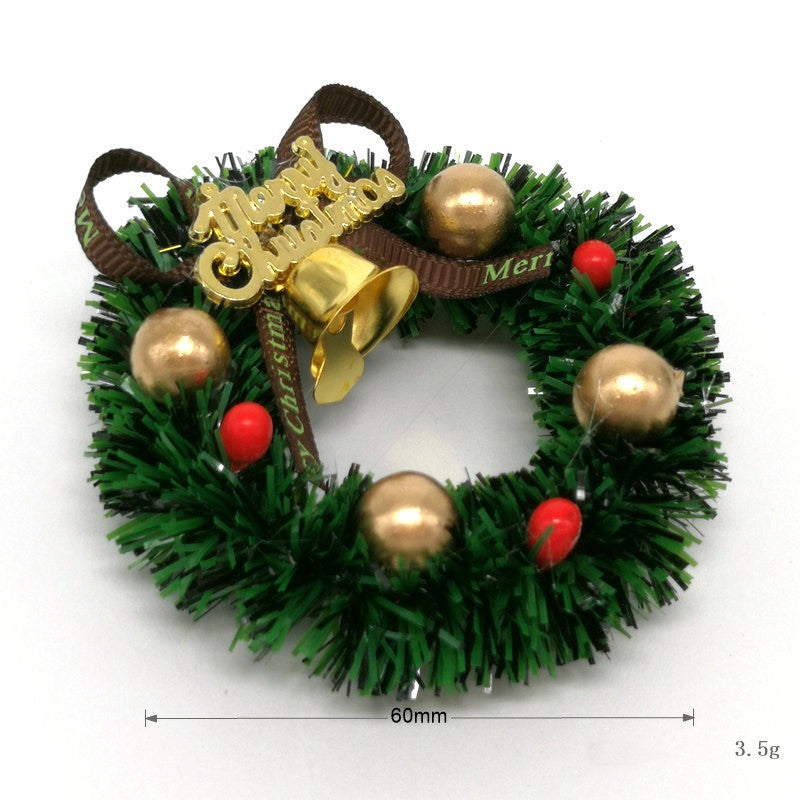 Mini decorative Christmas wreath in festive setting