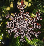 Handcrafted wooden Christmas pendant with flat print finish and dimensional snowflake design