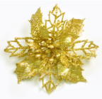 Set of Christmas flower decorations in gold tones