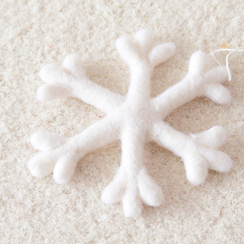 Wool felt snowflake Christmas ornament for tree