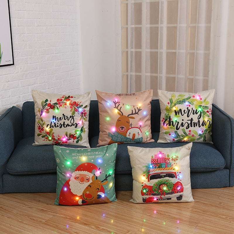 Christmas cartoon pillow cover with festive holiday design for seasonal home decor