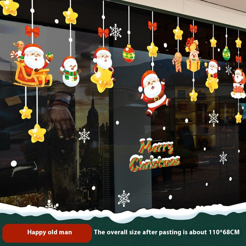Vibrant Santa Claus holiday window decoration featuring festive design