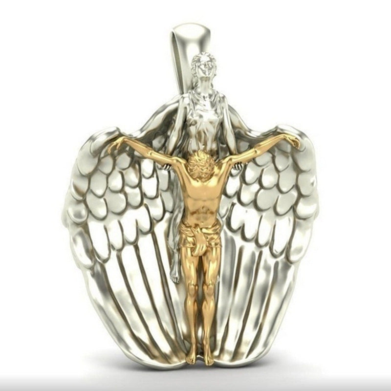 Close-up view of religious angel Jesus pendant for daily wear