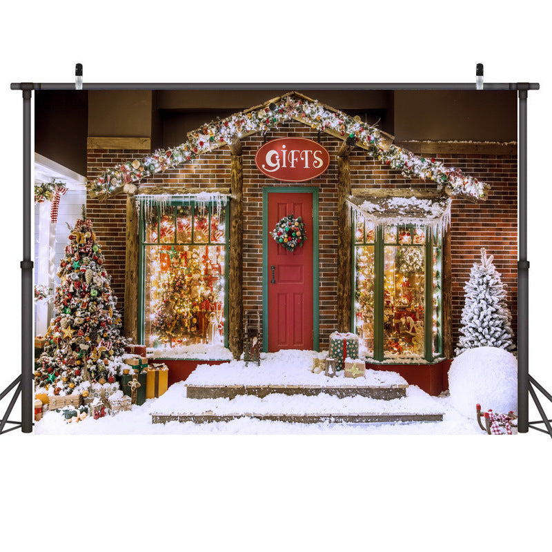 Festive Christmas holiday background cloth for photography backdrop with seasonal scene