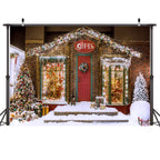 Festive Christmas holiday background cloth for photography backdrop with seasonal scene