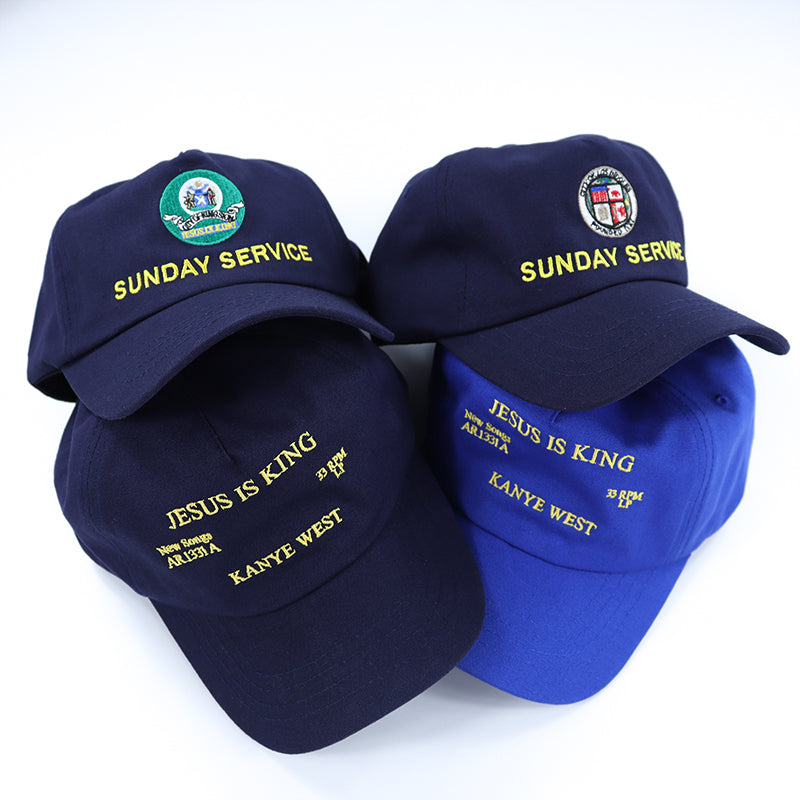 Bold lettered faith baseball cap in royal blue cotton fabric