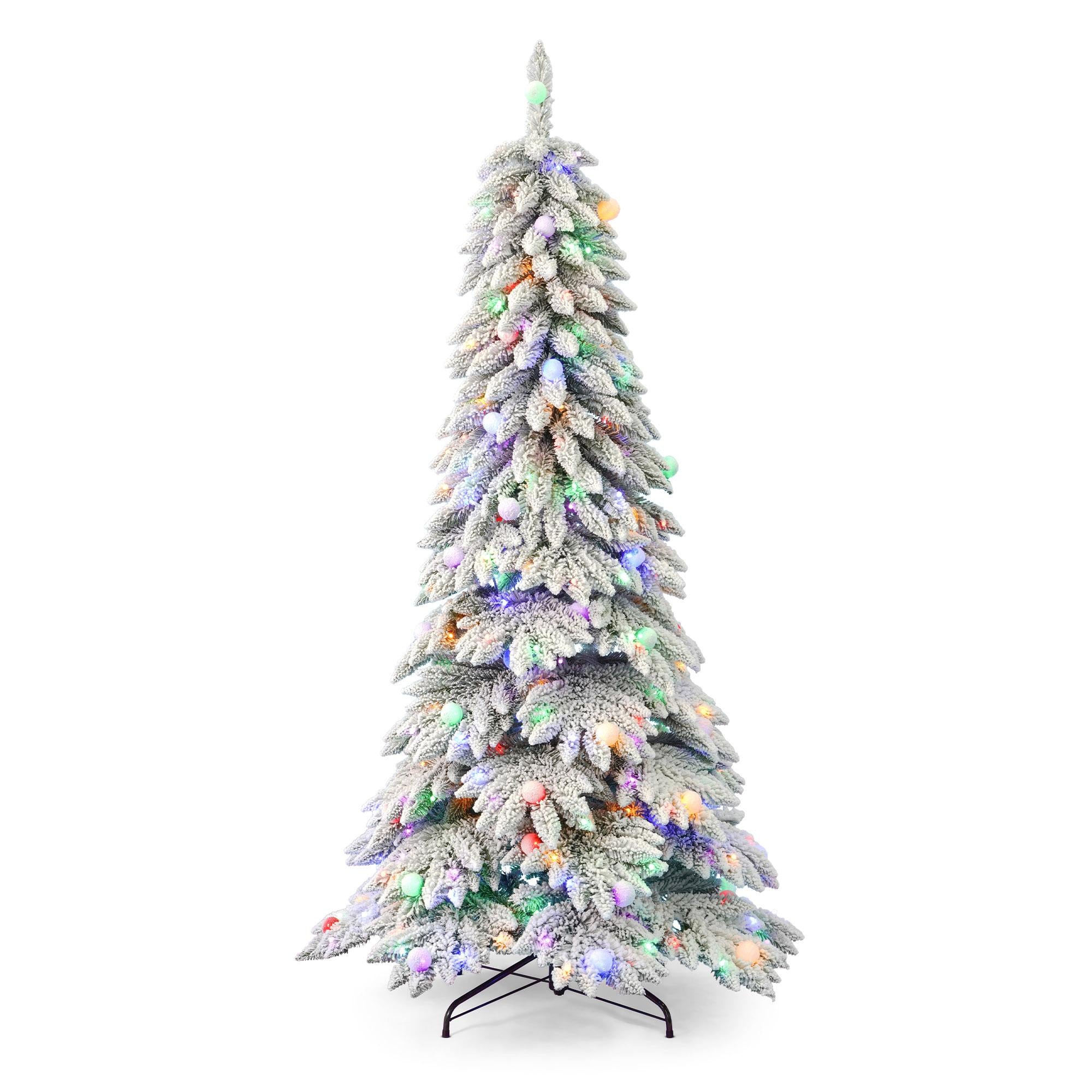 Artificial flocked tree branches showing realistic snowy flocking texture detail