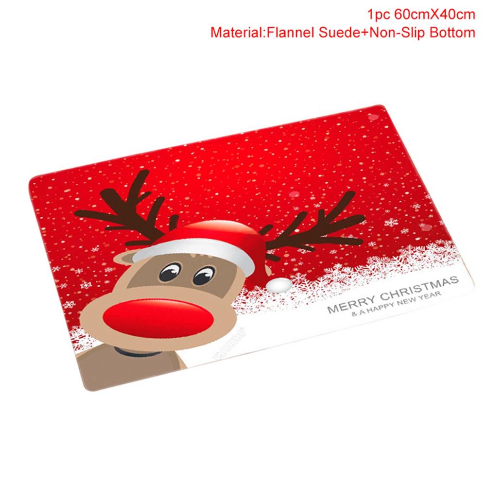 Christmas bathroom curtain and floor mat set in soft flannel for holiday decorating