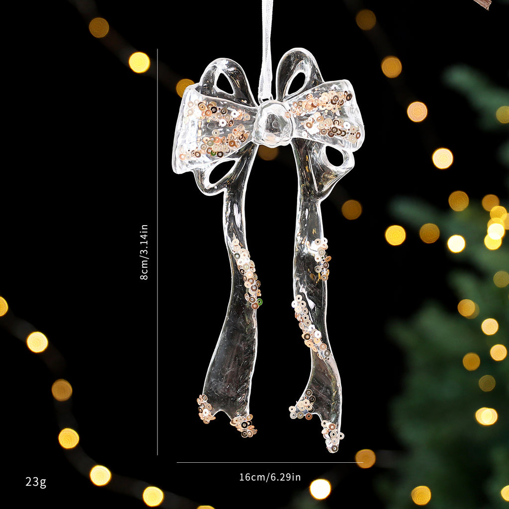 Champagne gold snowflake sequined acrylic pendant ornament hanging