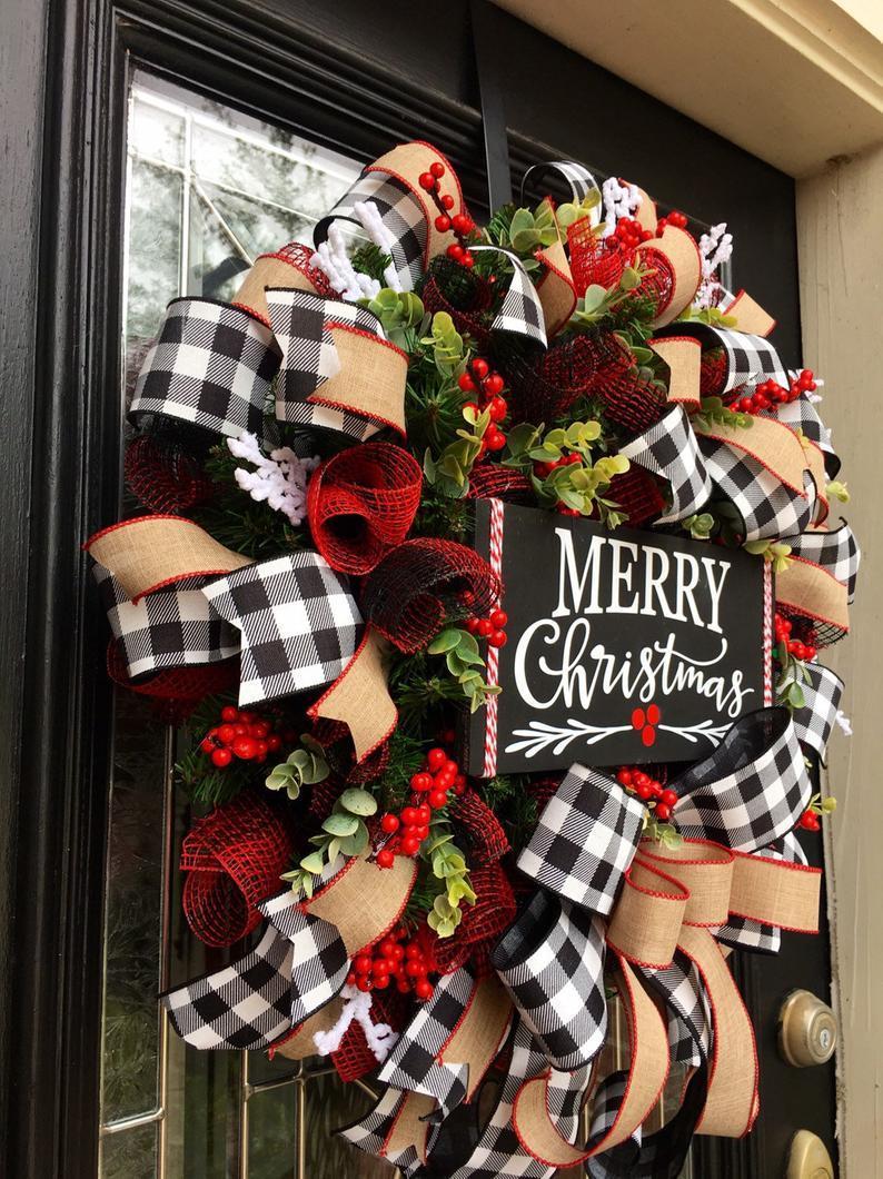 Hand-finished cloth bow garland with elegant holiday design