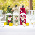 Christmas wine bottle cozy with cozy wool lining displayed in festive setting