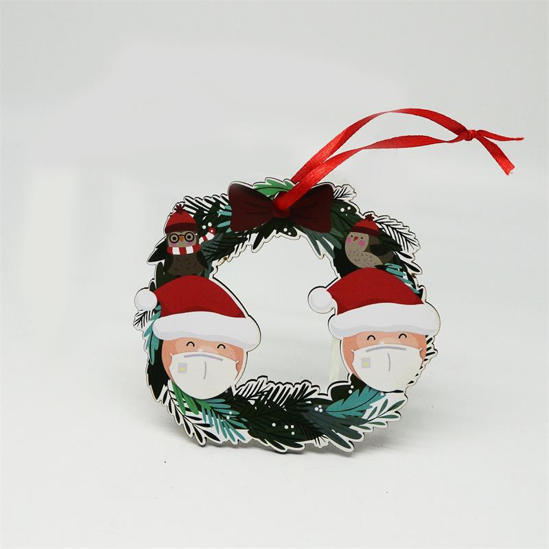 Wooden snowman Christmas tree hanging piece with festive winter design