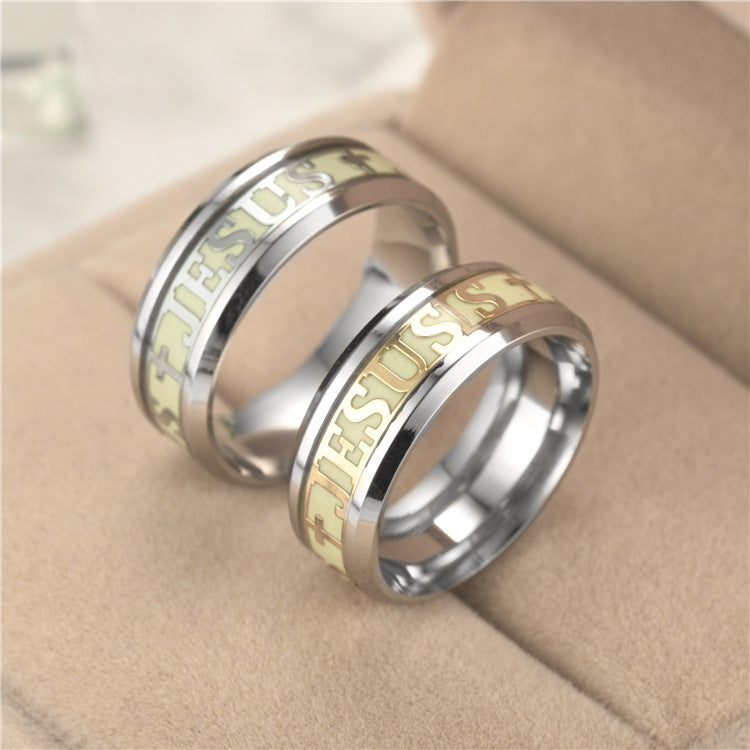 Faith-inspired luminous ring featuring Jesus design for anniversaries