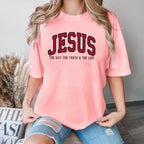 Women's Jesus Printed Loose Cotton T-Shirt in yellow vibrant shade