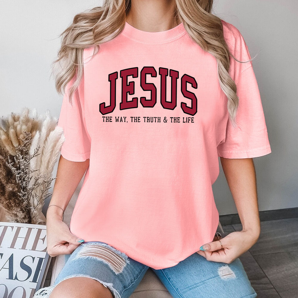 Women's Jesus Printed Loose Cotton T-Shirt in yellow vibrant shade