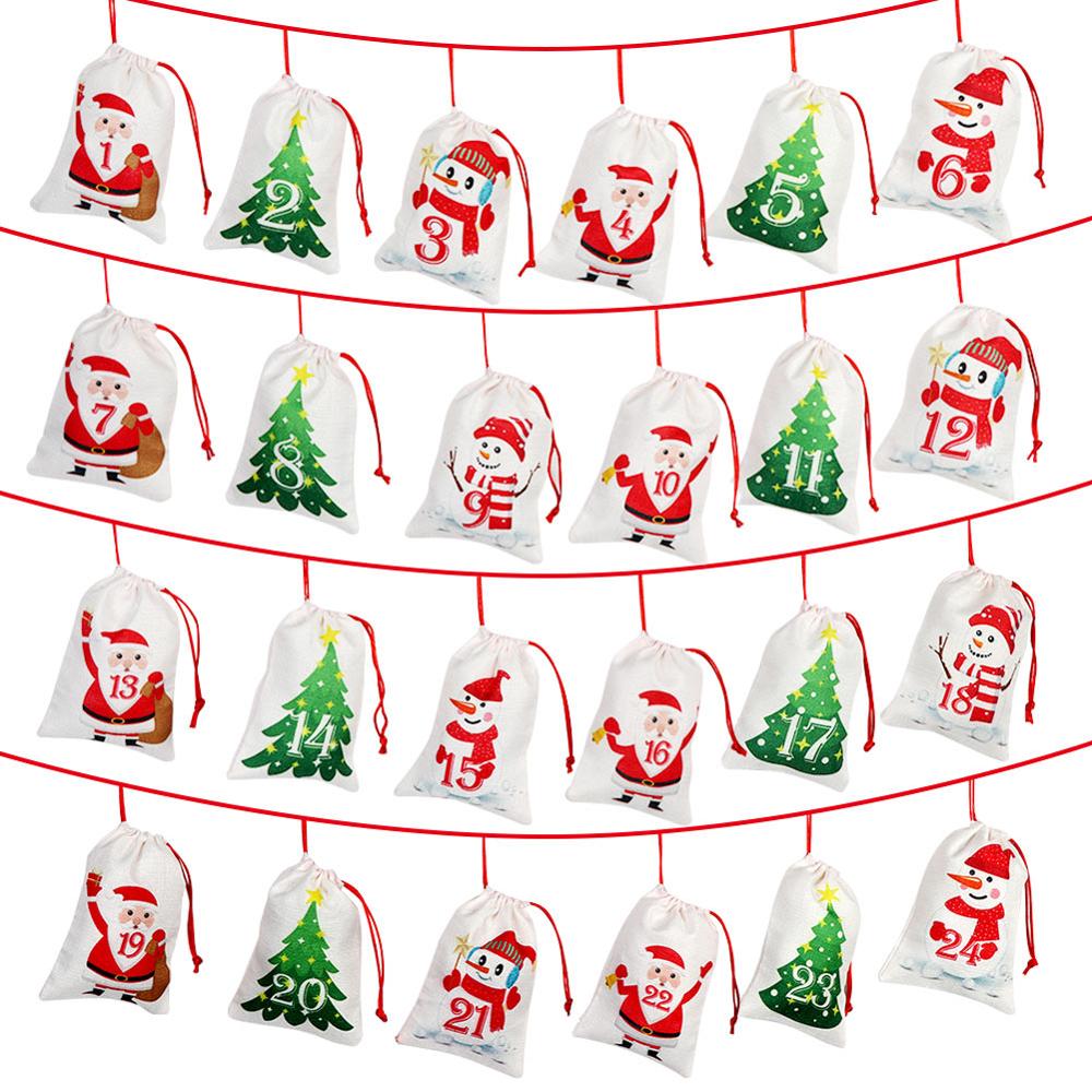 Close-up of soft felt material texture on Christmas hanging gift bag