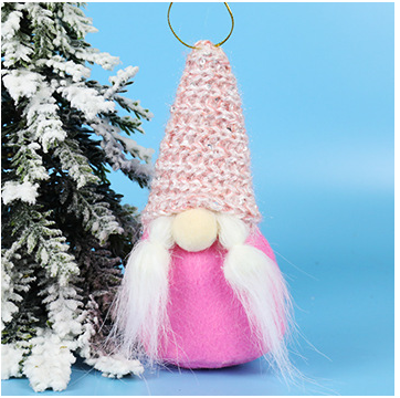 Pink plush Christmas doll ornament for Christmas tree trimming