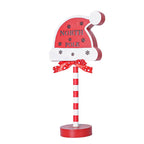 Set of wooden Christmas decorative lights with festive stop sign themes