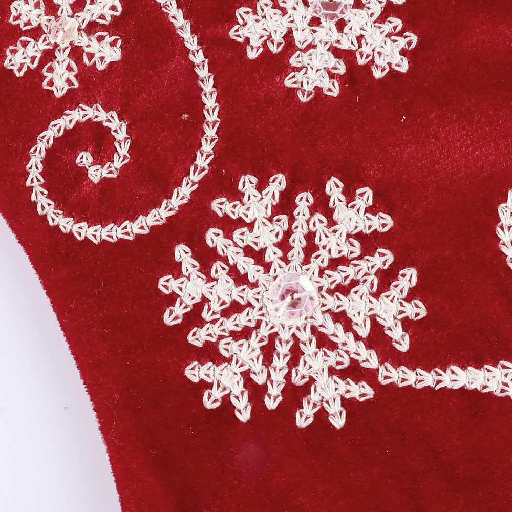 Cozy velvet sock pendant with delicate embroidery for holiday home decor
