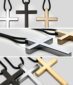 Jesus Christ Cross Pendant Necklace flat lay on soft fabric