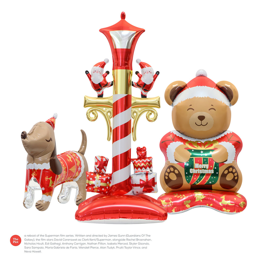 Holiday-themed balloon arrangement for Christmas celebration spaces