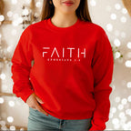 Faith Bible Verse Pullover Sweatshirt showing pocket detail