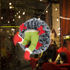 Green prosthetic leg Christmas decoration with measurement detail