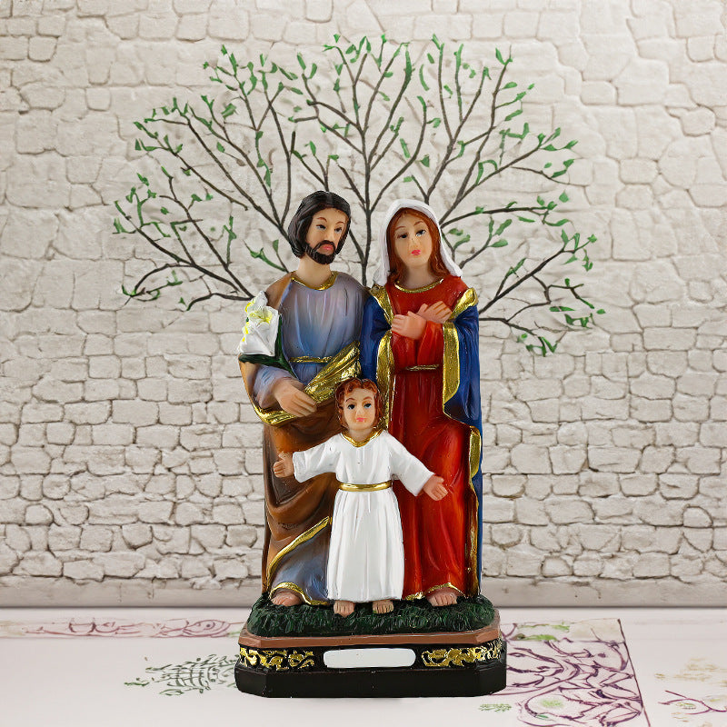 Nativity Figure Set - Virgin and Baby Jesus Resin Ornament - Christian Home Decor