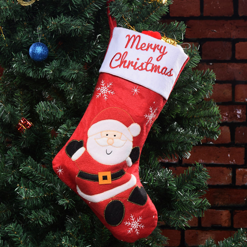 Close-up of non-woven fabric Christmas stocking pendant charm