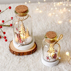 Glass snow globe bottle with winter scene for Christmas decor