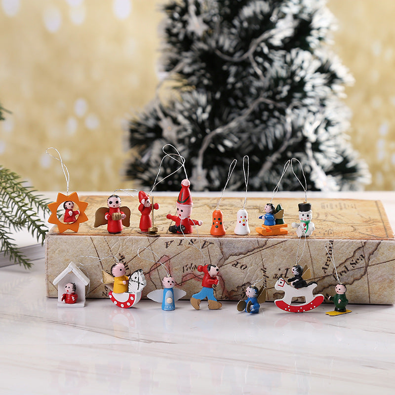 Small wooden cross pendant with natural grain finish for holiday decor