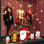 Holiday themed window glass decoration with Christmas design elements