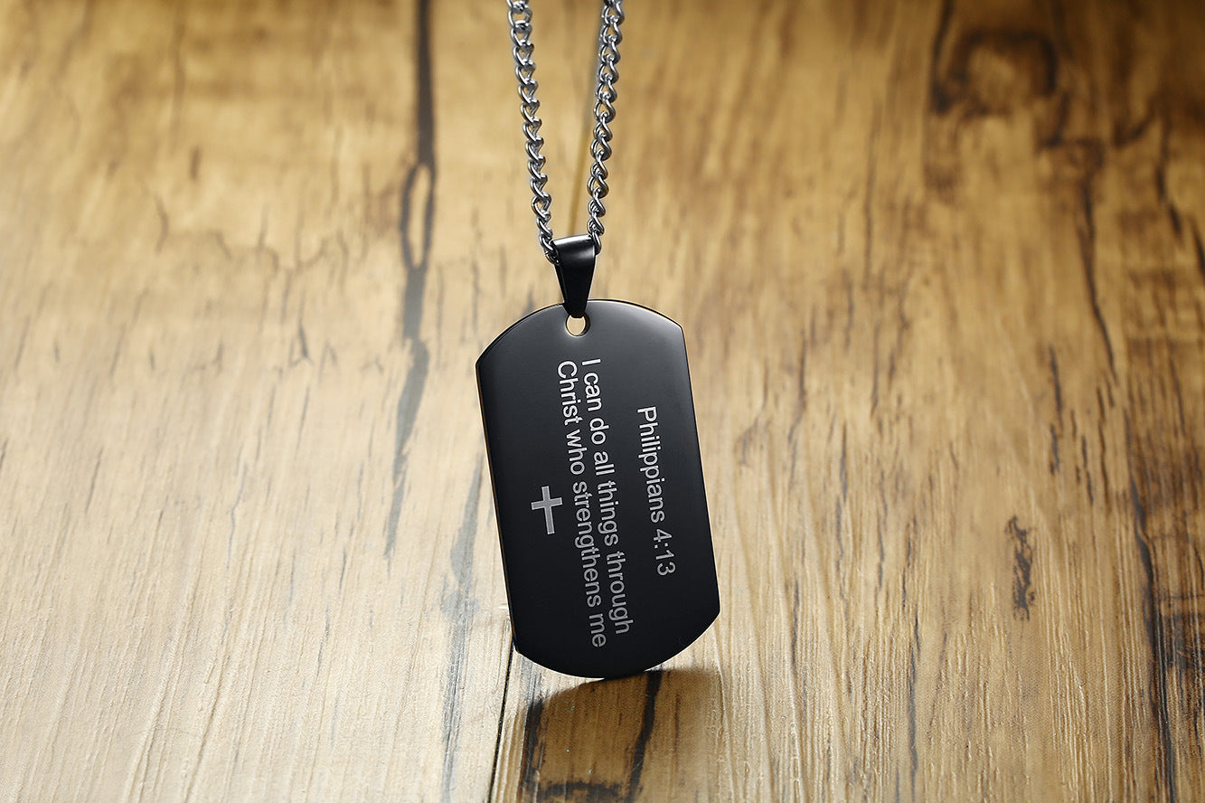 Men's Philippians Bible Verse Stainless Steel Pendant Necklace Secondary image