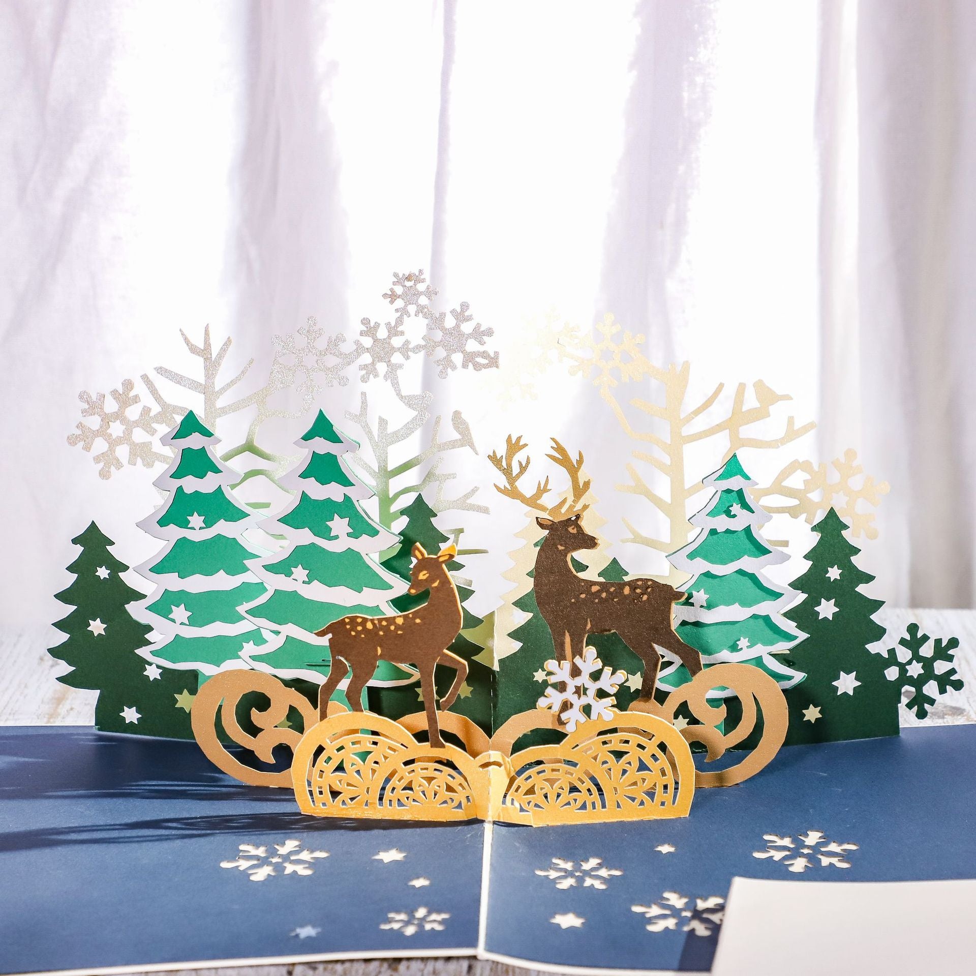 Japanese style holiday cards featuring elegant elk motif for Christmas