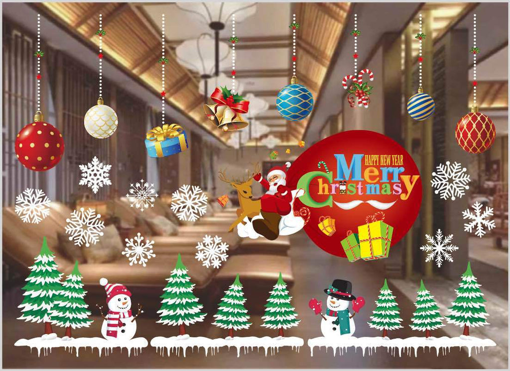 Snowflake Christmas window stickers in various winter designs