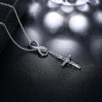 Multiple angles of copper cross pendant necklace