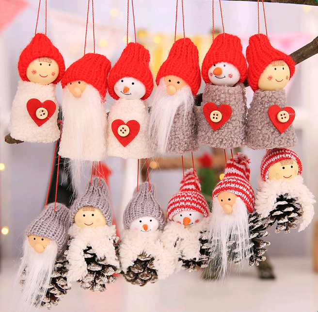 Set of three festive cloth pendants for Christmas home decoration