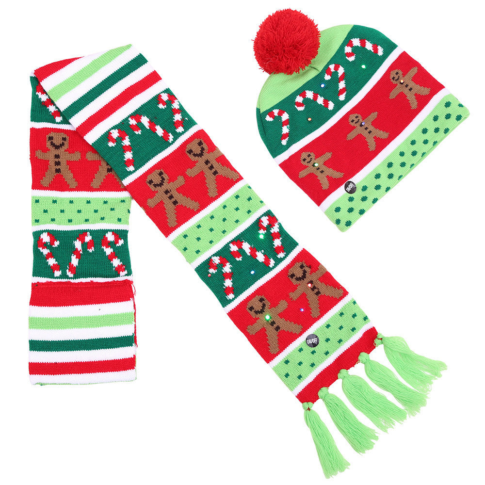 Festive LED Knit Christmas Hat with Lights - Christian Home Decor