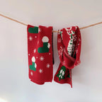 Red and green embroidered Christmas scarf designed for kids aged 1-15