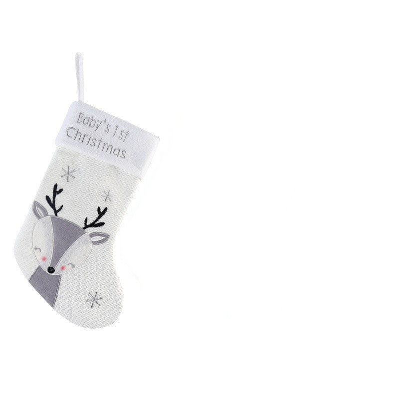 Fox Christmas stocking ready for gift giving with cloth texture