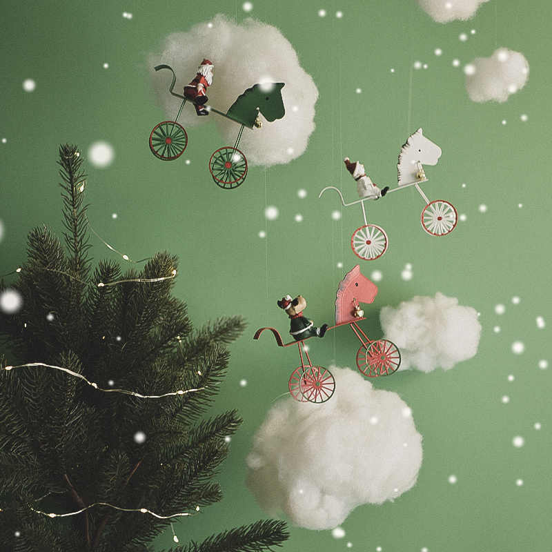 Christmas Reindeer and Snowman Carriage Ornaments Set of 3 Secondary image