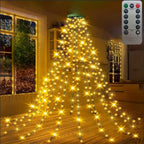 Warm white LED light strings creating soft glow on fireplace mantle - Christmas lights - hope