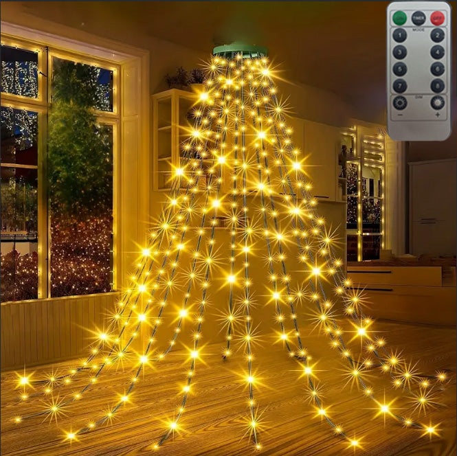 Warm white LED light strings creating soft glow on fireplace mantle - Christmas lights - hope