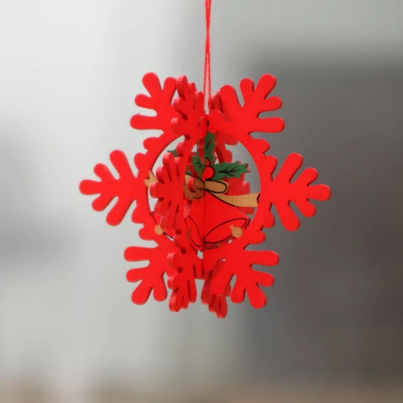 Laser cut wooden five-pointed star Christmas tree ornament