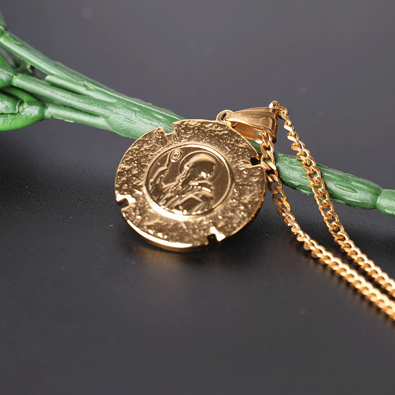 Gold stainless steel Jesus portrait pendant necklace on chain Main image
