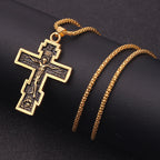 Detail shot of cross pendant electroplating finish