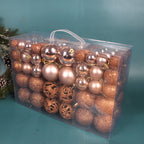 Variety of Christmas ornament balls in festive colors