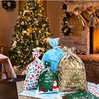 Christmas gift bags showing closed and open designs