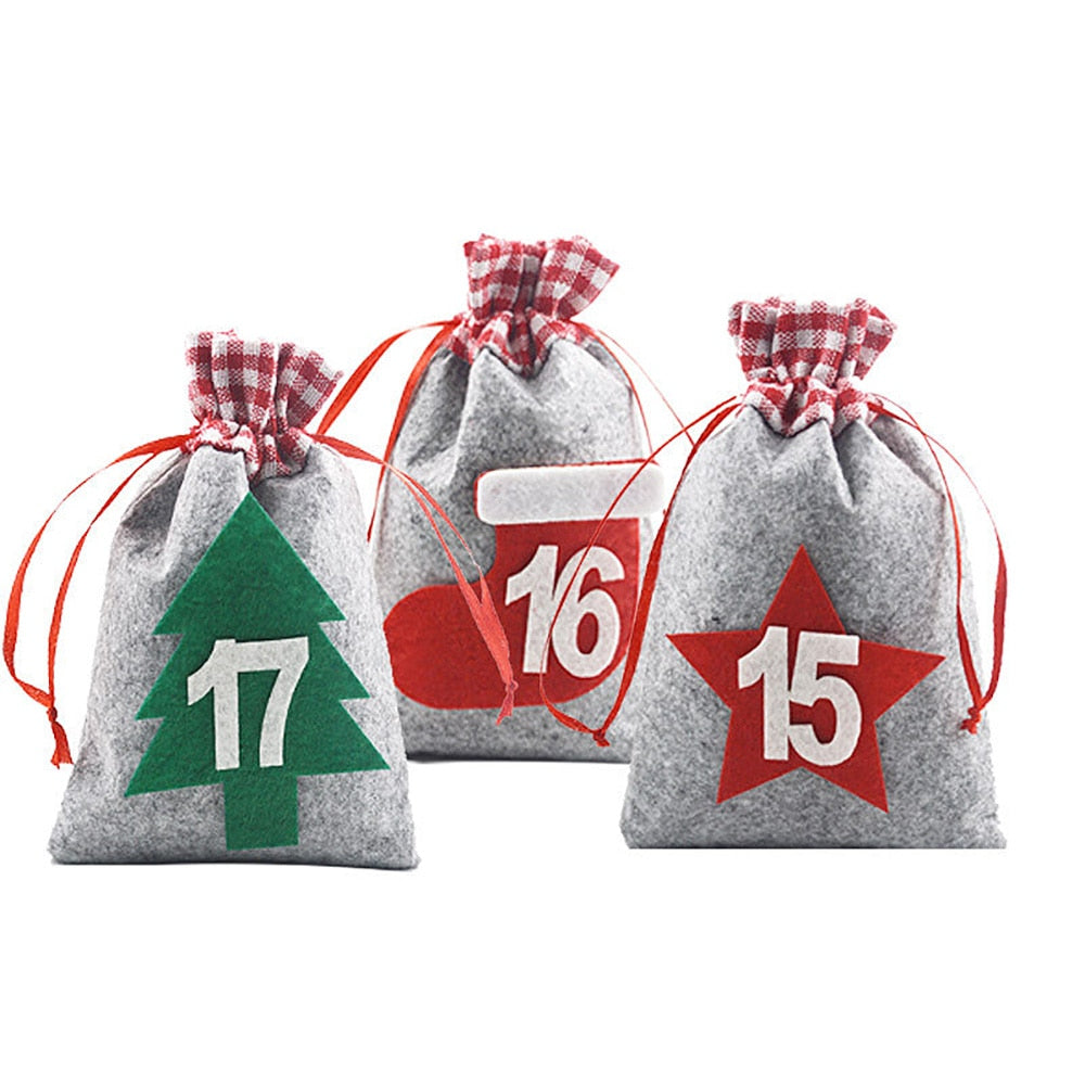 Handmade Christmas fabric pouch displayed as festive gift wrapping alternative for seasonal giving