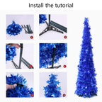 Multi-angle view of sparkling sequin Christmas tree decoration